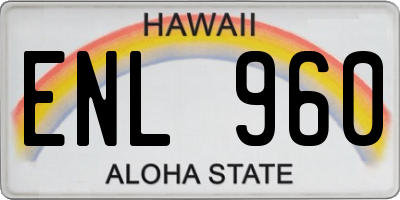 HI license plate ENL960