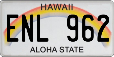 HI license plate ENL962
