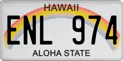 HI license plate ENL974