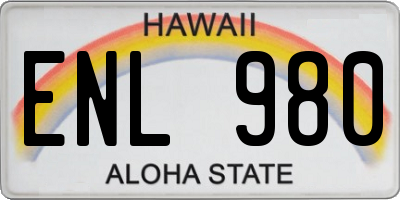 HI license plate ENL980