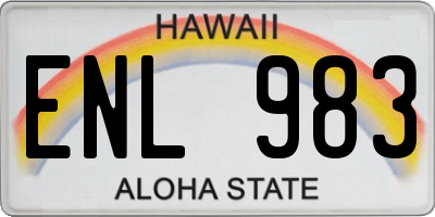 HI license plate ENL983