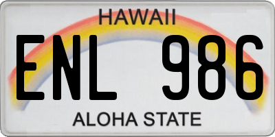 HI license plate ENL986