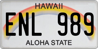 HI license plate ENL989