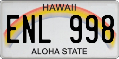HI license plate ENL998