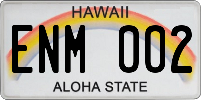 HI license plate ENM002