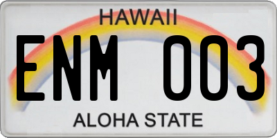 HI license plate ENM003