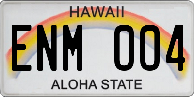 HI license plate ENM004