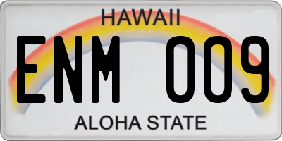 HI license plate ENM009