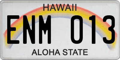 HI license plate ENM013