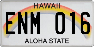 HI license plate ENM016