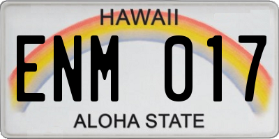 HI license plate ENM017