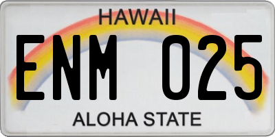 HI license plate ENM025