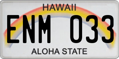 HI license plate ENM033