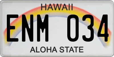 HI license plate ENM034