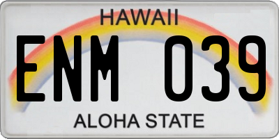 HI license plate ENM039