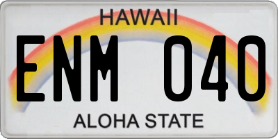 HI license plate ENM040
