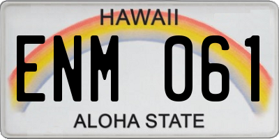 HI license plate ENM061