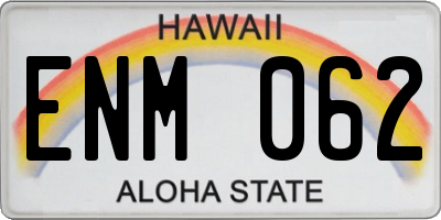 HI license plate ENM062