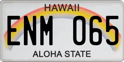 HI license plate ENM065