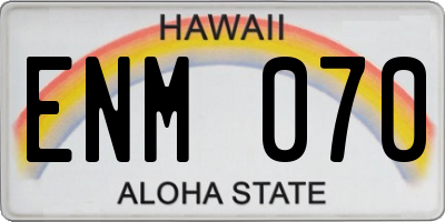 HI license plate ENM070
