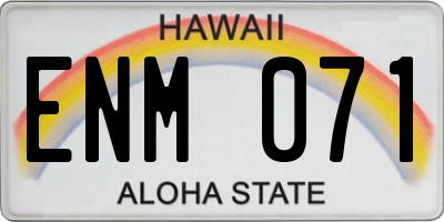 HI license plate ENM071