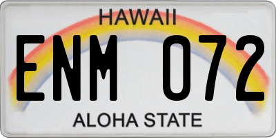 HI license plate ENM072