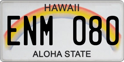 HI license plate ENM080