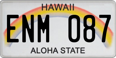 HI license plate ENM087