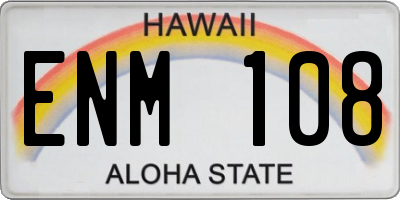 HI license plate ENM108