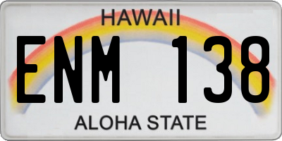 HI license plate ENM138