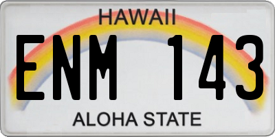 HI license plate ENM143