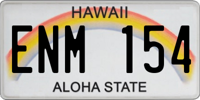 HI license plate ENM154