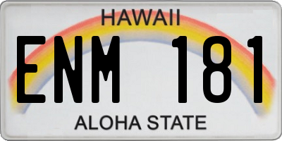 HI license plate ENM181