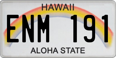 HI license plate ENM191