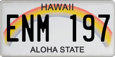 HI license plate ENM197