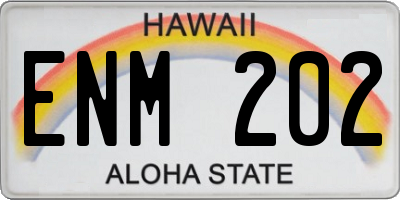 HI license plate ENM202