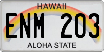 HI license plate ENM203