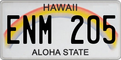 HI license plate ENM205