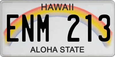 HI license plate ENM213