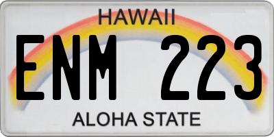 HI license plate ENM223