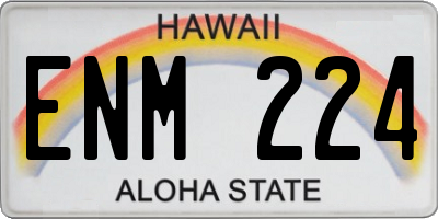HI license plate ENM224