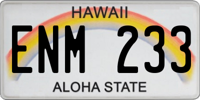 HI license plate ENM233