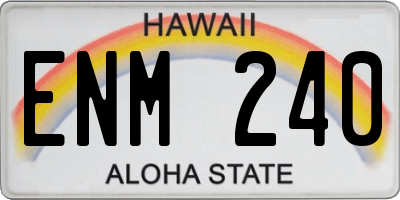 HI license plate ENM240