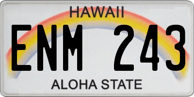 HI license plate ENM243