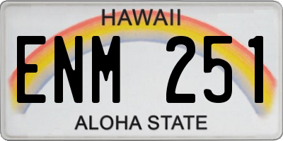 HI license plate ENM251