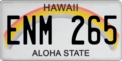 HI license plate ENM265
