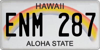 HI license plate ENM287