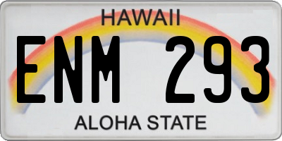 HI license plate ENM293
