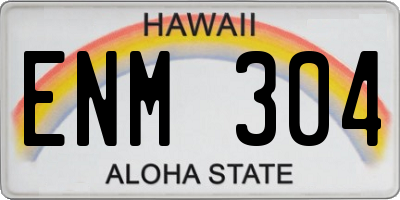 HI license plate ENM304