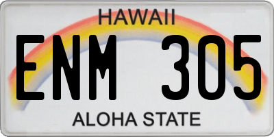 HI license plate ENM305